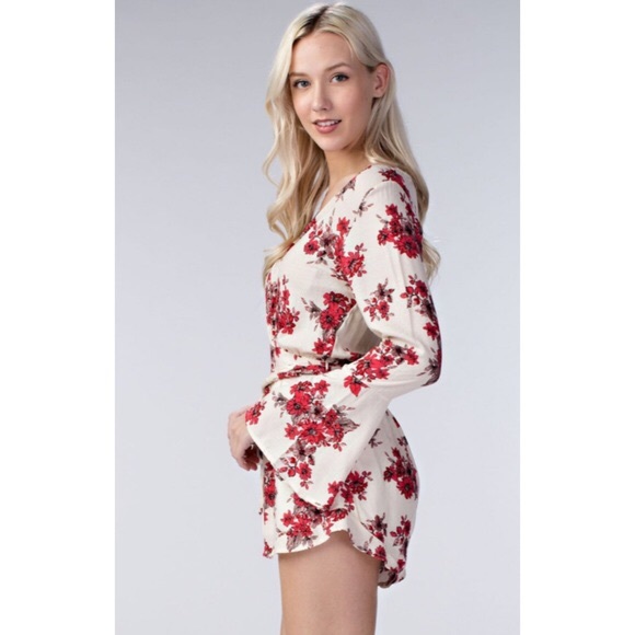 Pants - NEW floral romper, bell sleeves